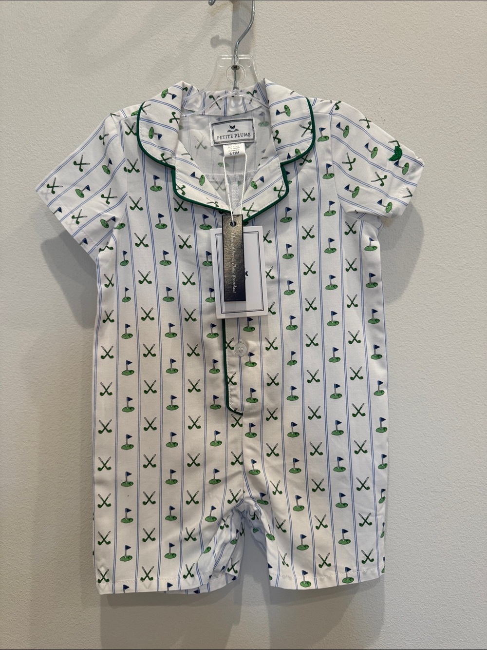 NWT Petite Plume Infant Summer Romper, Fairway Stripe size 6/12m